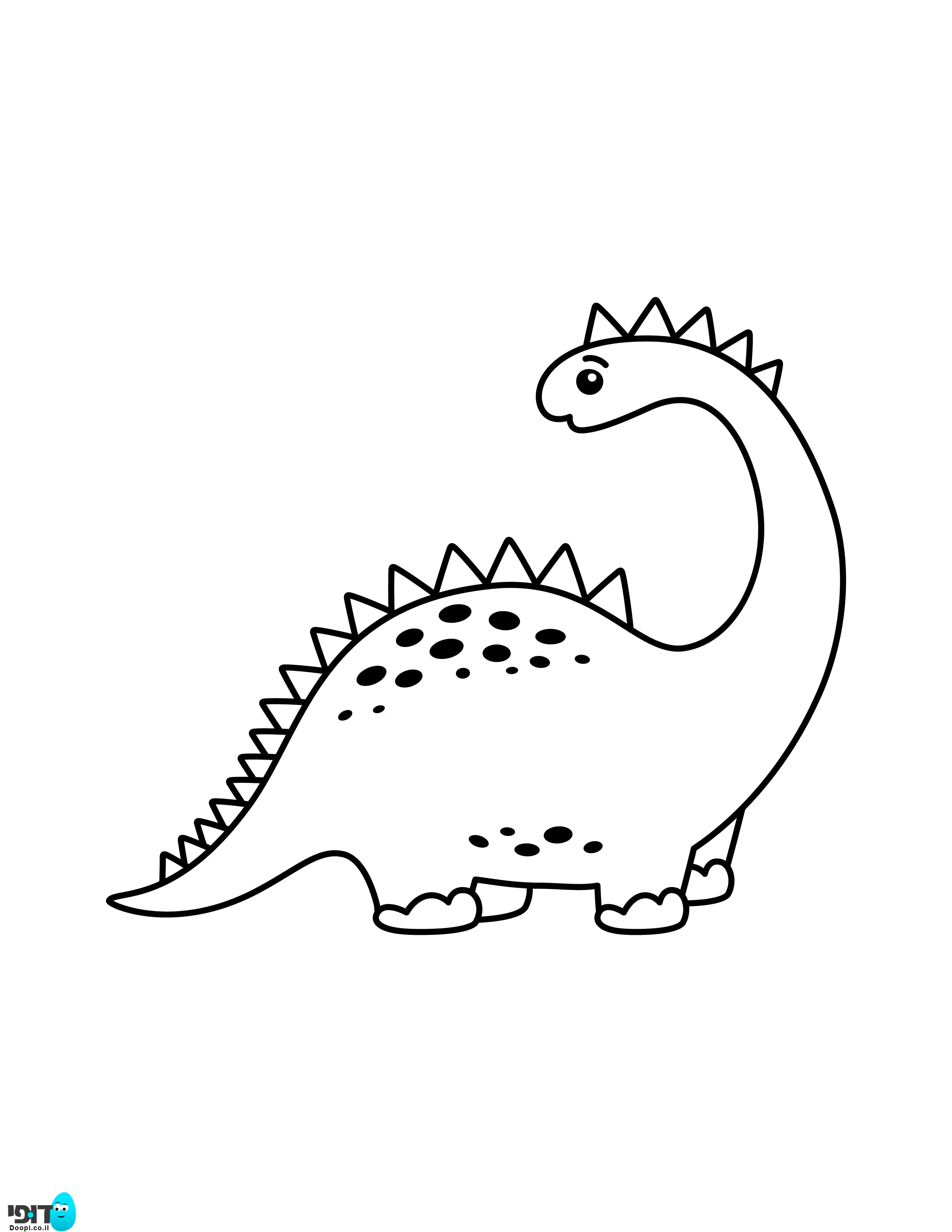 דף צביעה דינוזאור חמוד עם קוצים